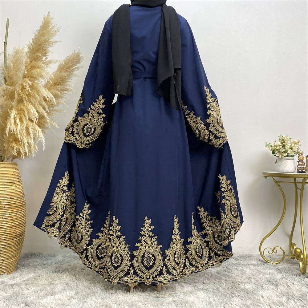 1495 Lace stitching muslim abaya dress
