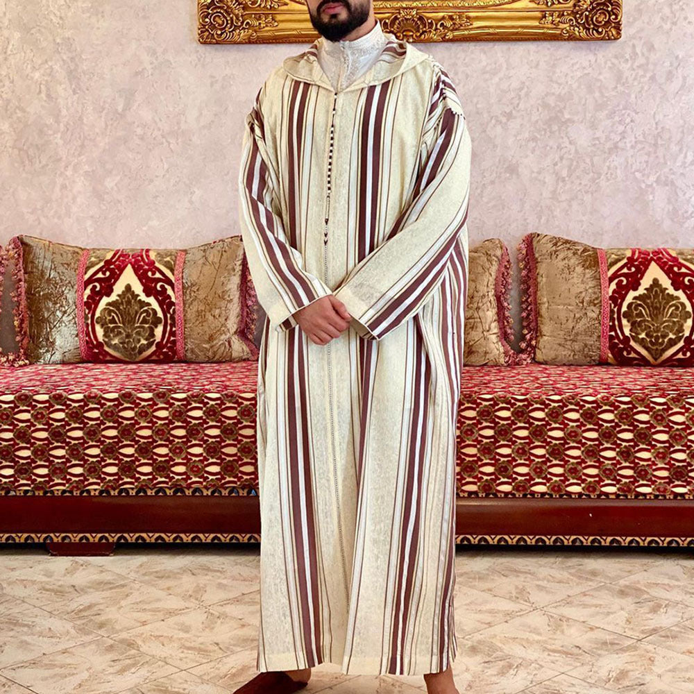 1236520 Foreign trade Muslim long-sleeved embroidered ethnic style Arab robe men's robes abaya - MinYang Fashion Apparel Accessory Manufacturer
