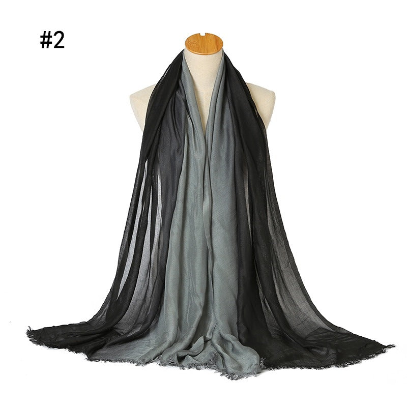 YZ11 Rayon dyed hand-painted gradient color hijab hijab/tudung printed hijab printed scarf Gradient - MinYang Fashion Apparel Accessory Manufacturer