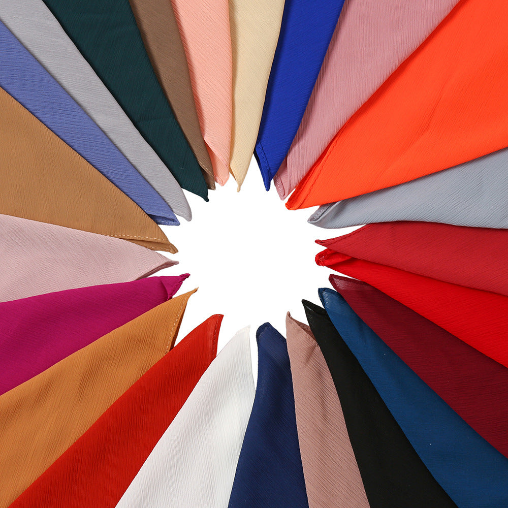 YW72 plain pleated pearl chiffon hijab