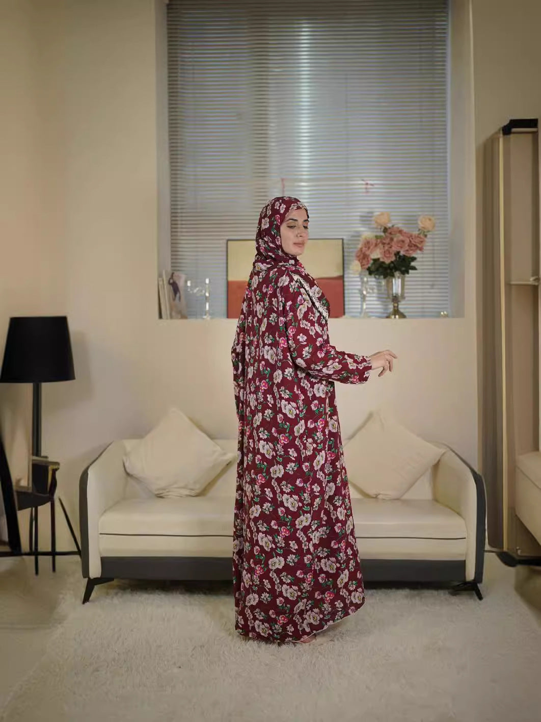 63 Middle Eastern Islamic women's robes Women's traditional lace printed prayer robes abaya Dresses/gowns prayer set