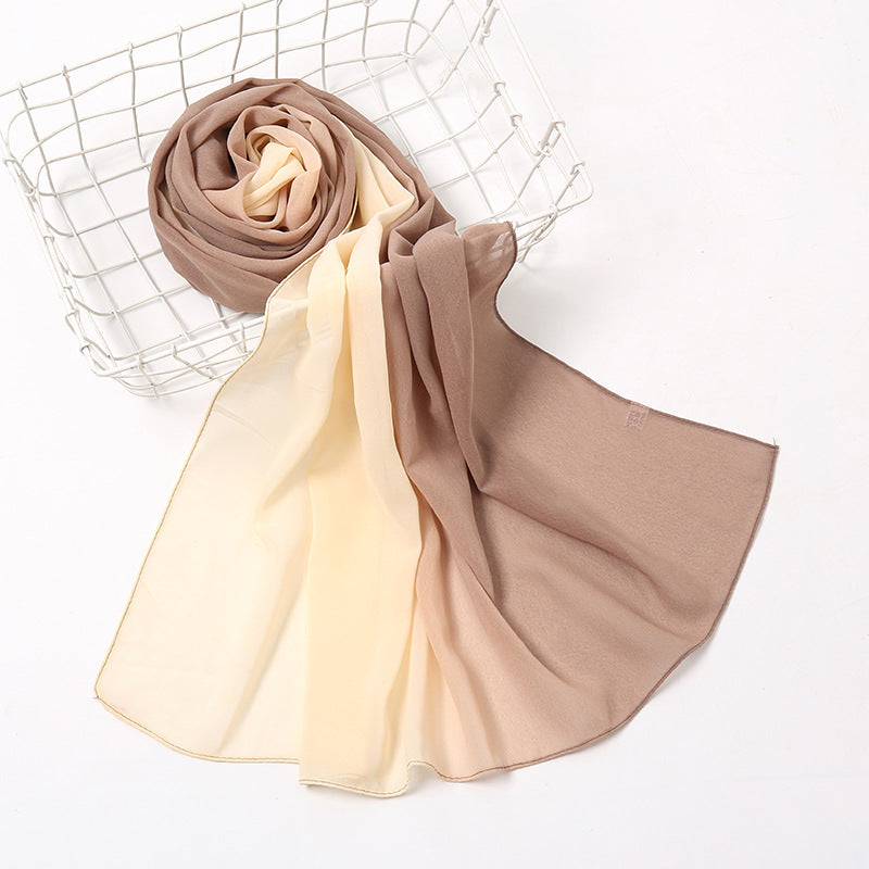 YW162 Stitching color pearl chiffon hijab