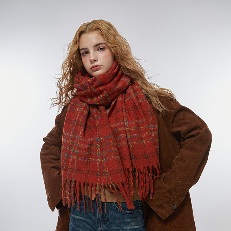2023-10-36 plaid stripe winter scarf - MinYang Fashion Apparel Accessory Manufacturer