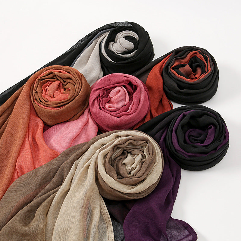 VS812 Solid color gradient headscarf Solid color wide brim modal breathable scarf - MinYang Fashion Apparel Accessory Manufacturer