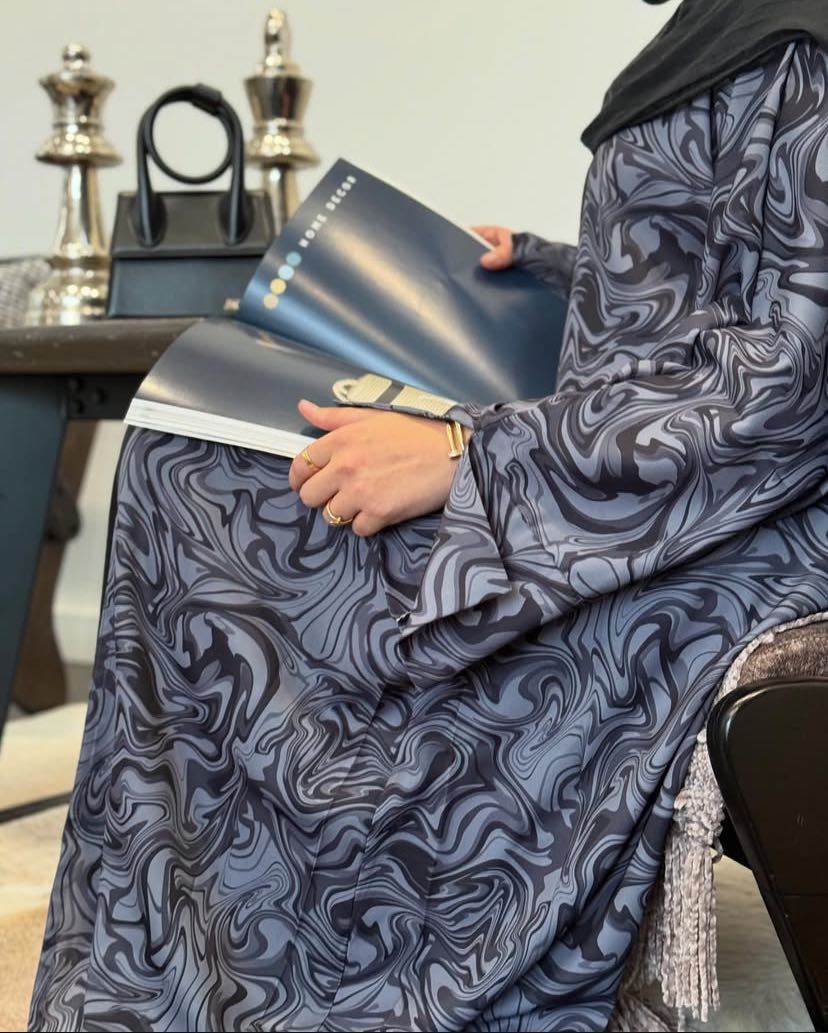 LR976 Printed boutonniere ankle length dress