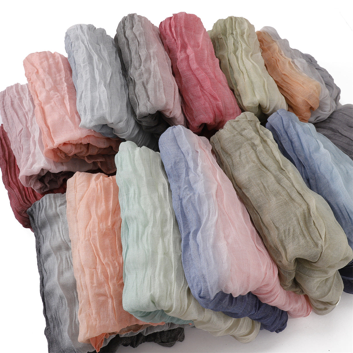 YZ205 Cotton and linen gradient wrinkled dyed long scarf hijab hijab/tudung printed hijab printed scarf Gradient - MinYang Fashion Apparel Accessory Manufacturer