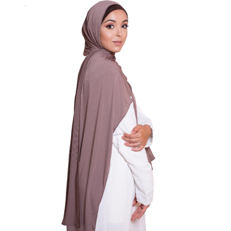 HY008 70X180CM 15COLRO Jersery Knitted Crystal Hemp hijba High Quality Right Angle Seam Process