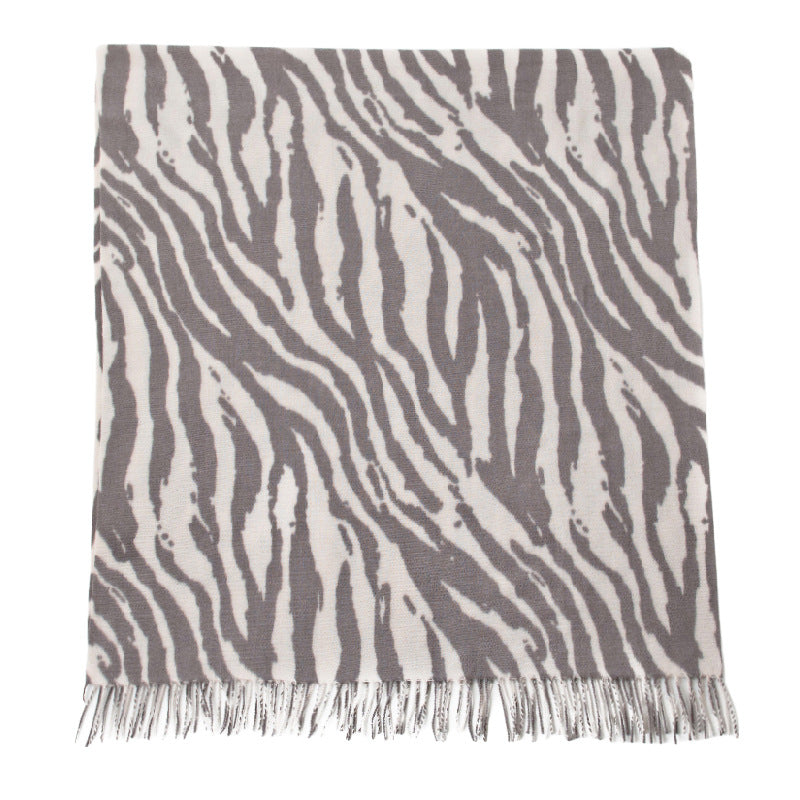 FH24-5770 Silver-grey animal print shawl scarf winter scarf