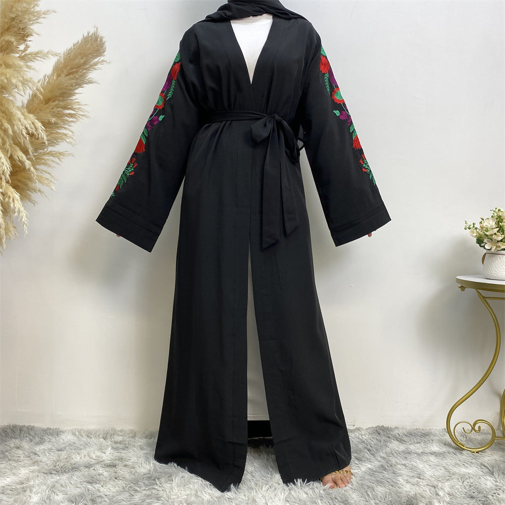 1713 embroidery muslim abaya dress