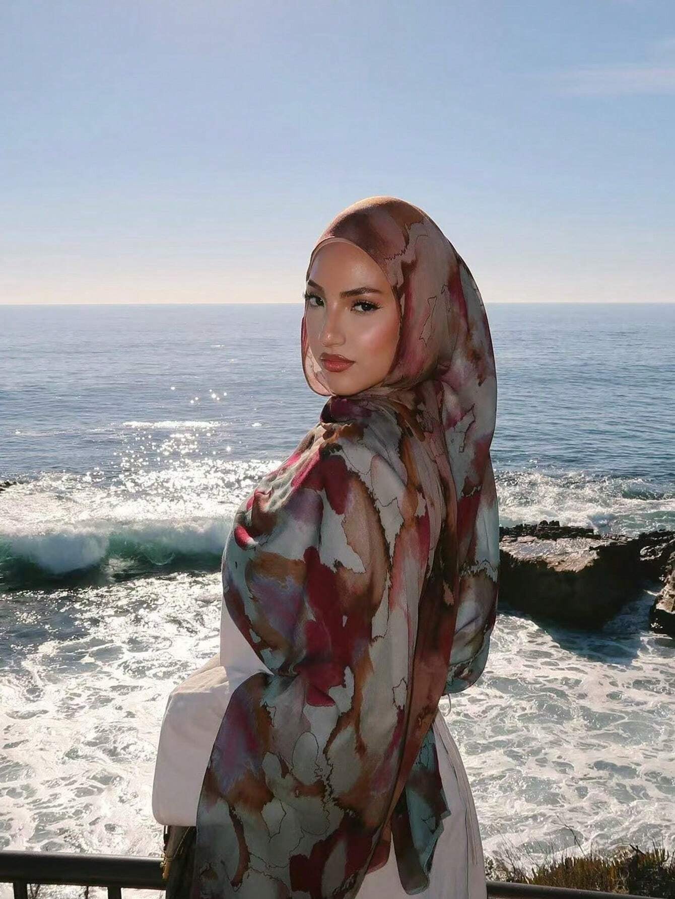 Bufanda/hijab con estampado modal de la serie acuarela de lujo MYM06