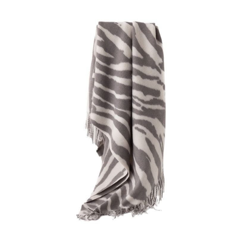 FH24-5770 Silver-grey animal print shawl scarf winter scarf