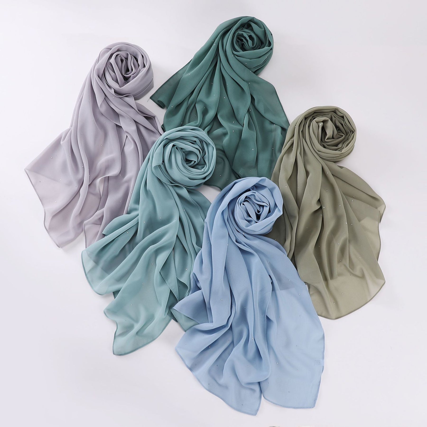 W-0019 plain pearl chiffon hot stamping dimond hijab scarf - MinYang Fashion Apparel Accessory Manufacturer