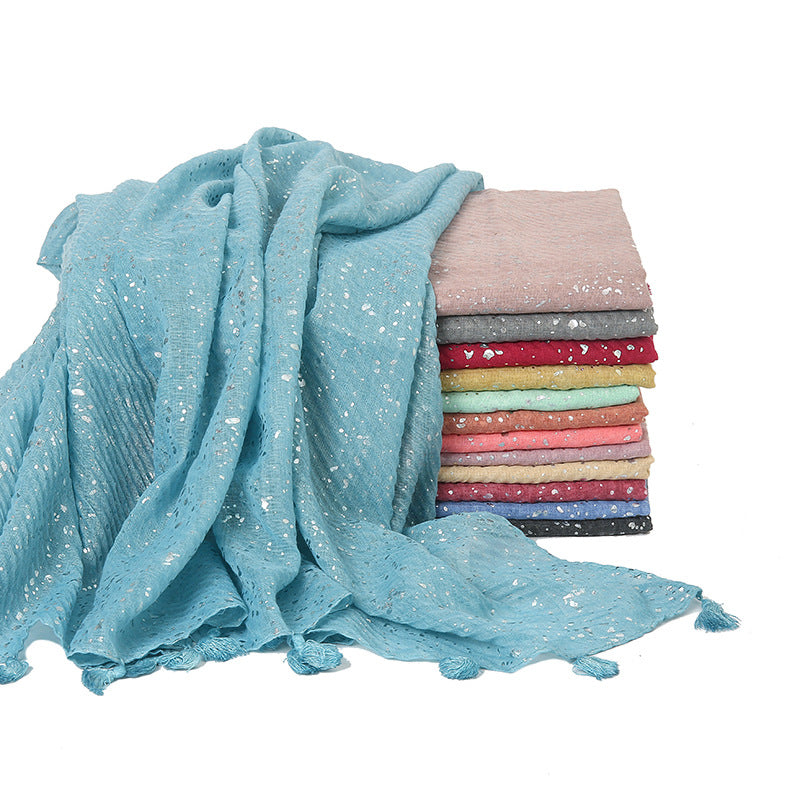 VS773 Hot sale new style leopard wrinkle polyester long scarf solid color headscarf - MinYang Fashion Apparel Accessory Manufacturer