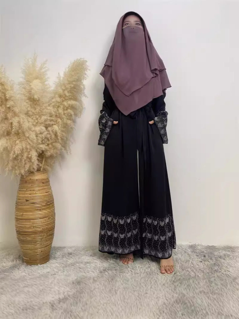 1431 Muslim slim fit cardigan with pockets Headband not included