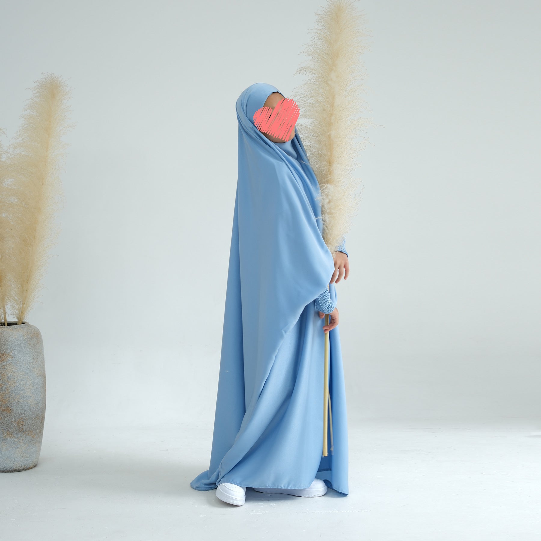 LR662 Pakaian gaun panjang kanak-kanak warna solid abaya abaya