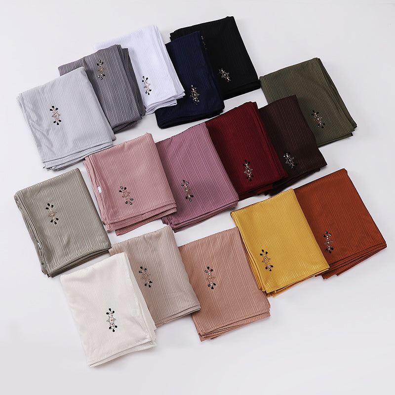 MSL226 selendang tudung dimond stripe polos hot stamping
