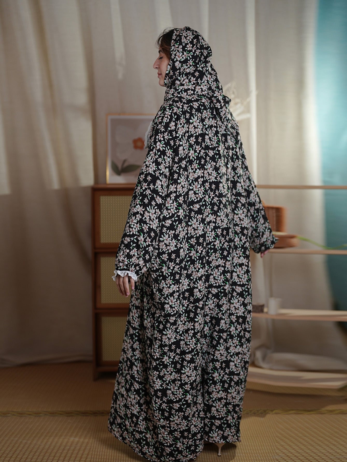2 Large size women's dress new Middle Eastern Muslim robe dress fashion scarf one-piece printed prayer robe abaya