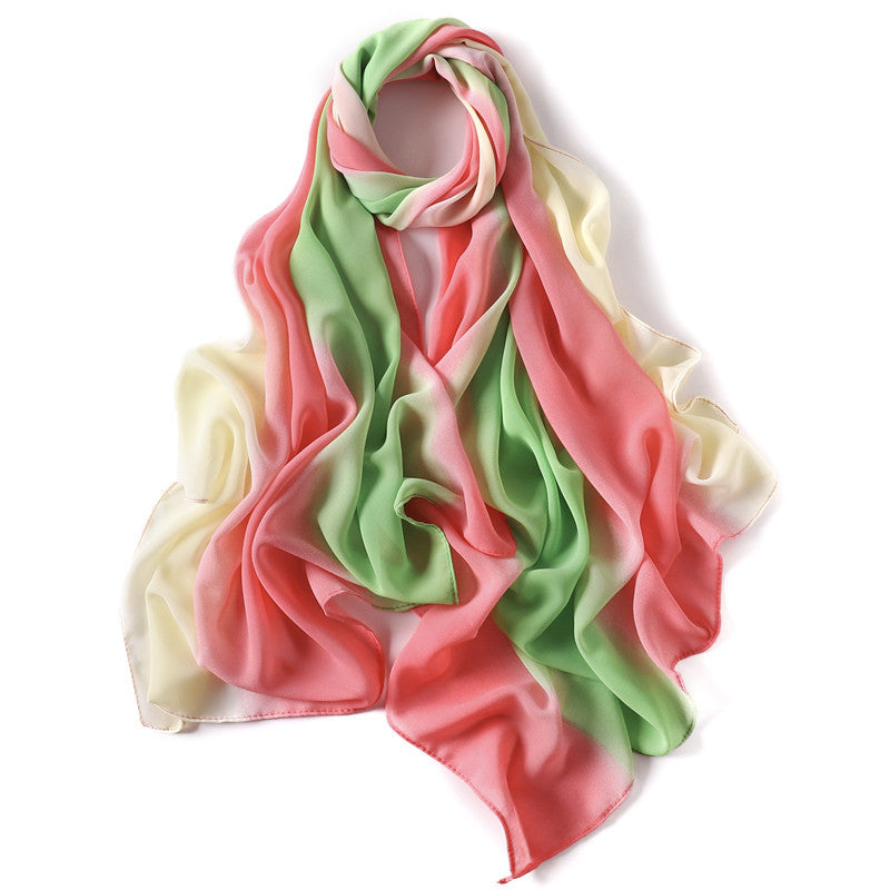 YZ19 Candy color print gradient rainbow stripe pearl chiffon hijab hijab/tudung printed hijab printed scarf Gradient