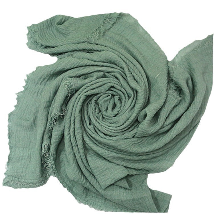 WJ01 Cotton scarf solid color scarf wrinkled bubble scarf shawl headscarf