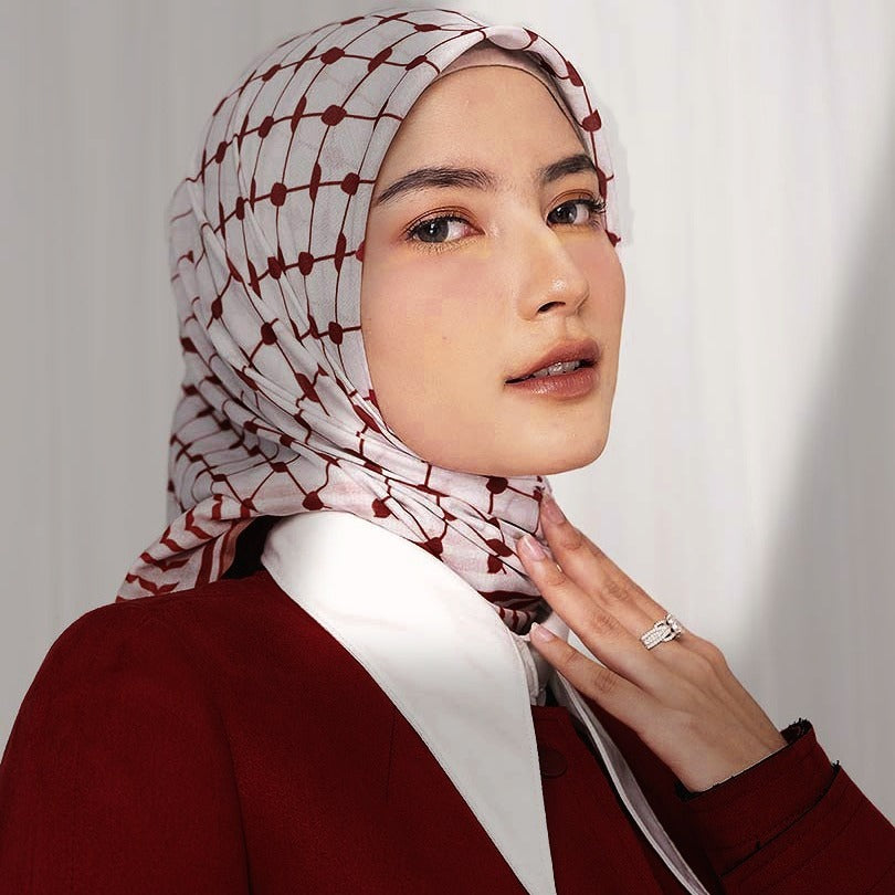WJA270 New Style Chiffon Printed Plaid Square Scarf