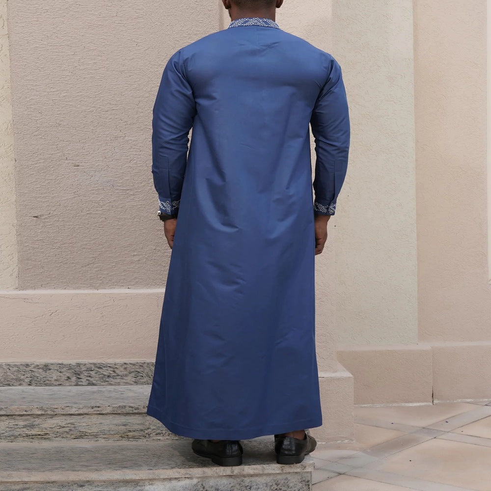 jl07 Foreign trade Muslim long-sleeved embroidered ethnic style Arab robe men's robes abaya