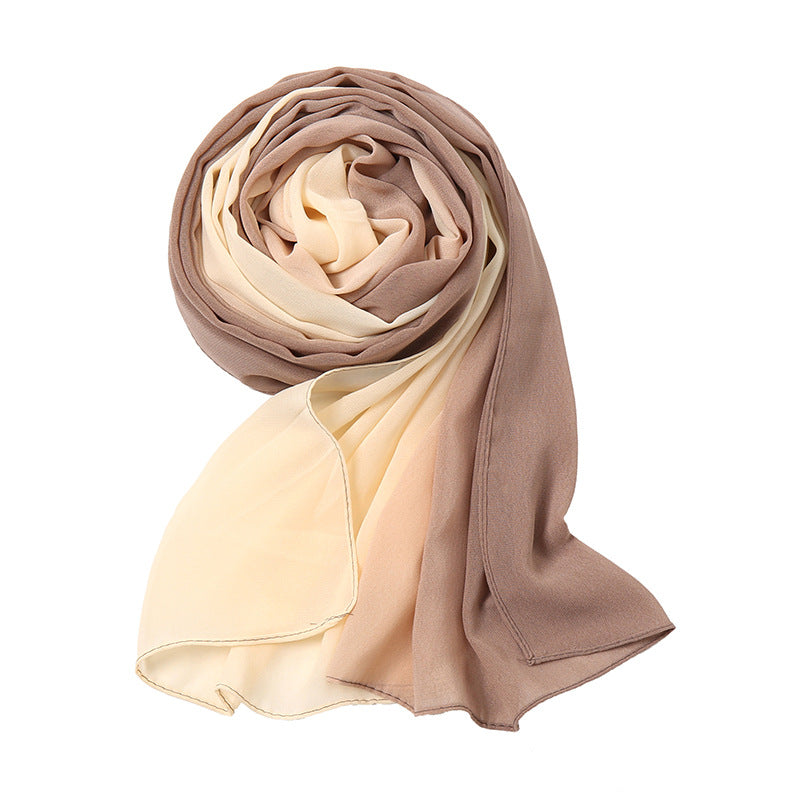 YW162 Stitching color pearl chiffon hijab