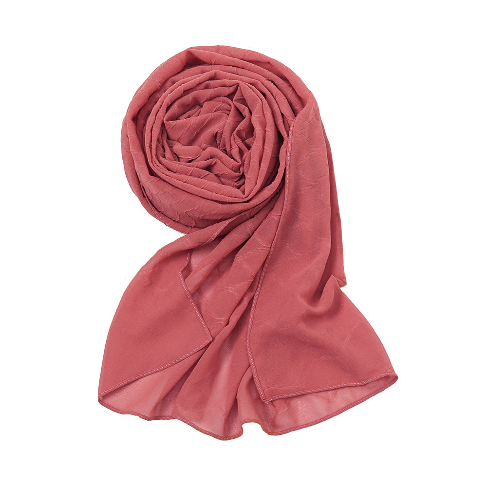 YW153 plain pleated rhombus lattice pearl chiffon hijab - MinYang Fashion Apparel Accessory Manufacturer
