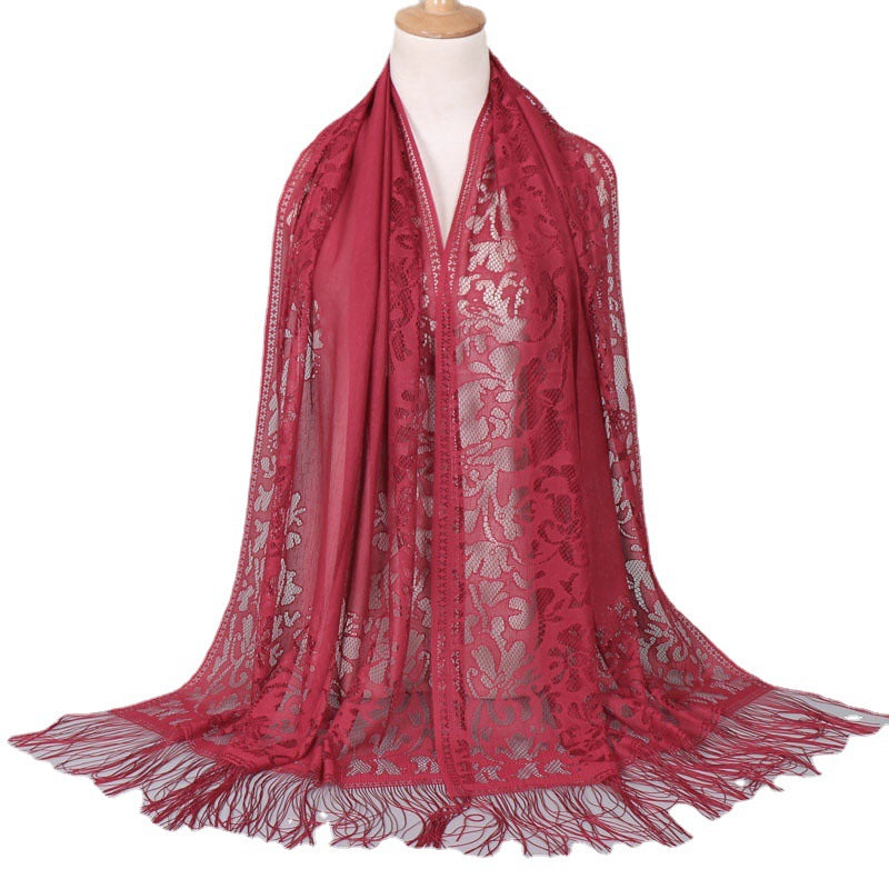 VS068 solid color tassel hijab