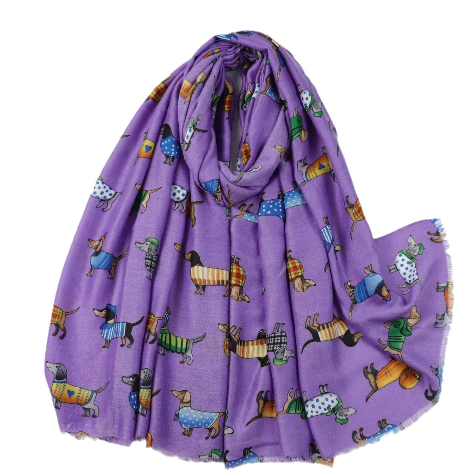 JY231016 Bufanda con estampado de perro salchicha