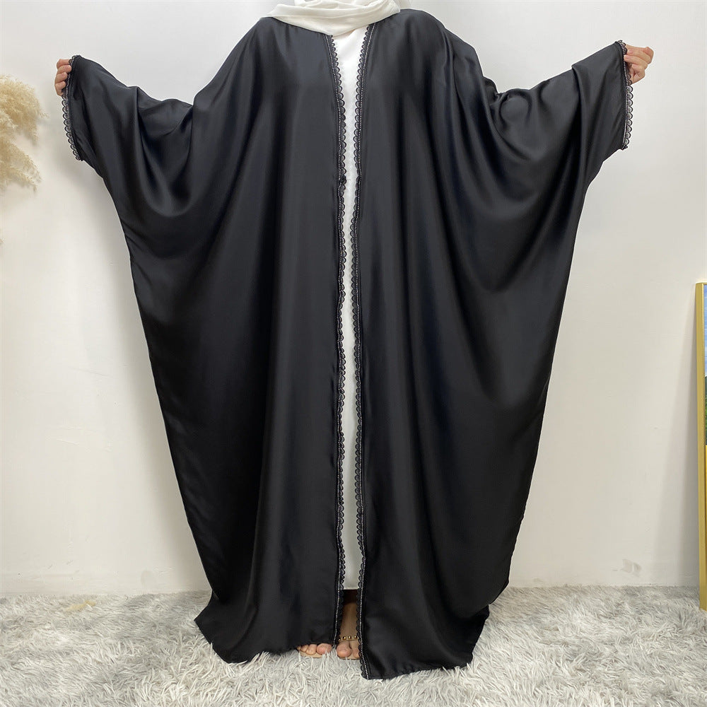 1429 Muslim patchwork lace bat sleeve floor-length cardigan