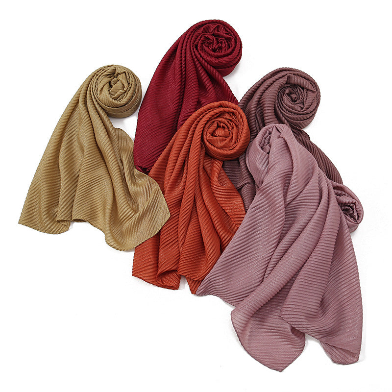 VS654 plain pleated hijab