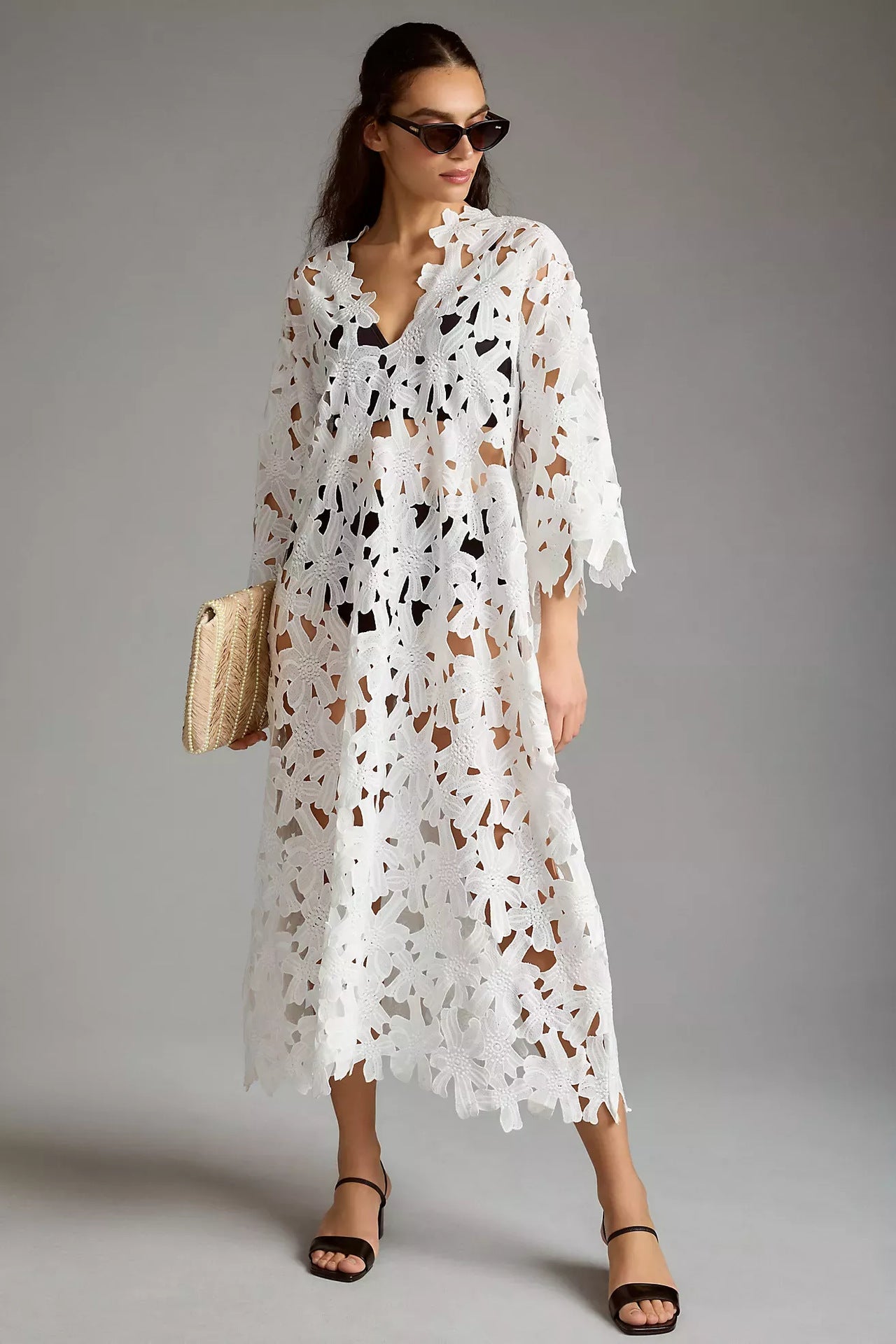 2387 Casual Loose Beach Vacation Cover Up Lace Shirt