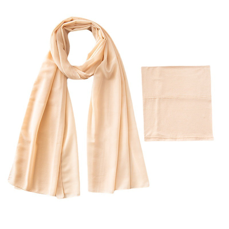 WJA73 plain chiffon Mercerized cotton under cap hijab set - MinYang Fashion Apparel Accessory Manufacturer