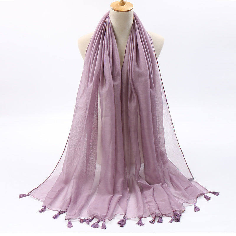 VS209 tassel voile plain hijab