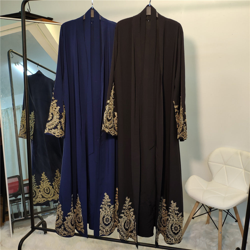 1495 Lace stitching muslim abaya dress