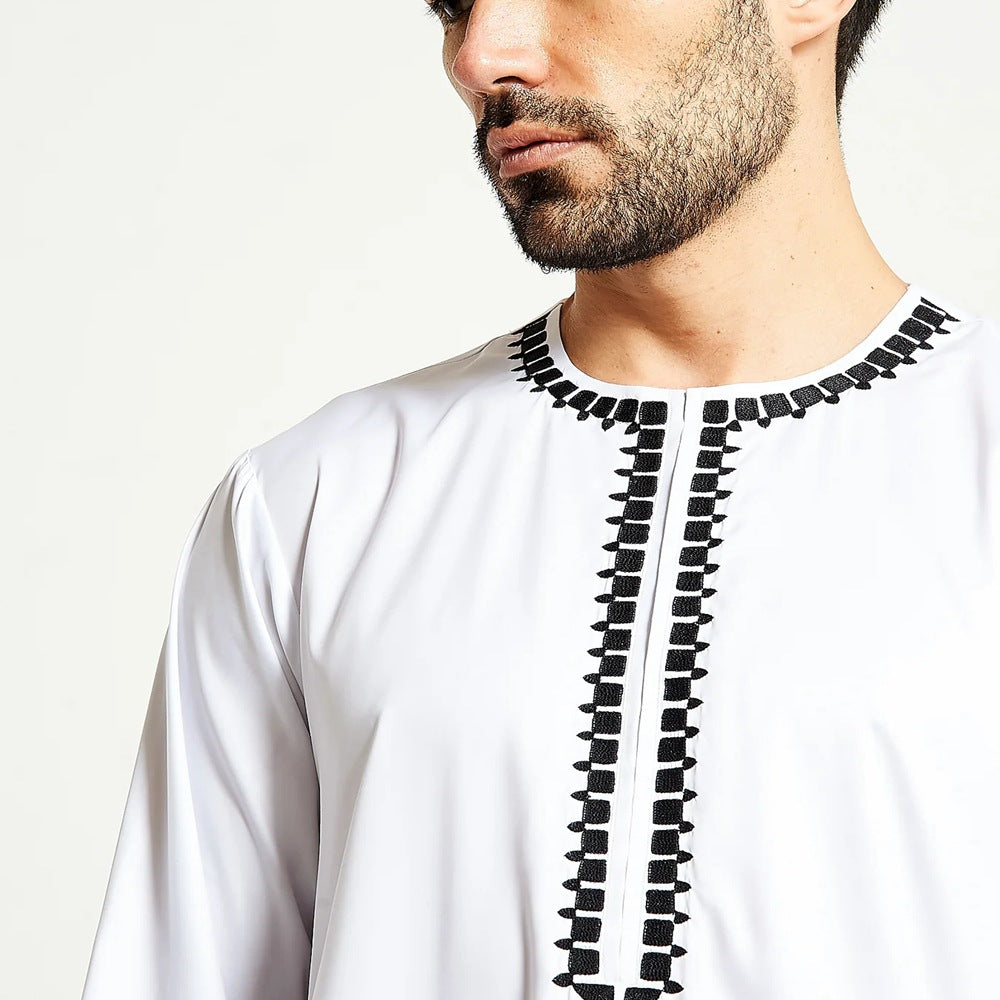 jl06 Foreign trade Muslim long-sleeved embroidered ethnic style Arab robe men's robes abaya