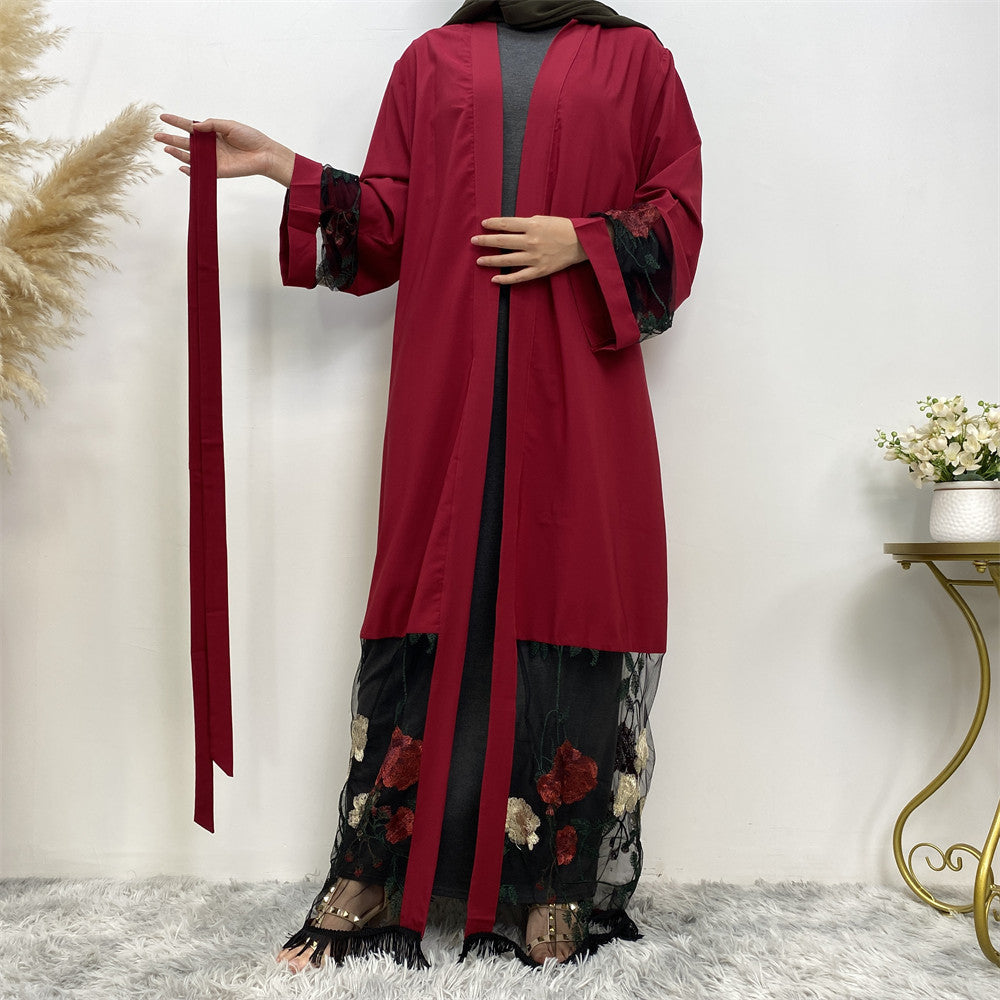 1817 fashion Stitching embroidery muslim abaya dress