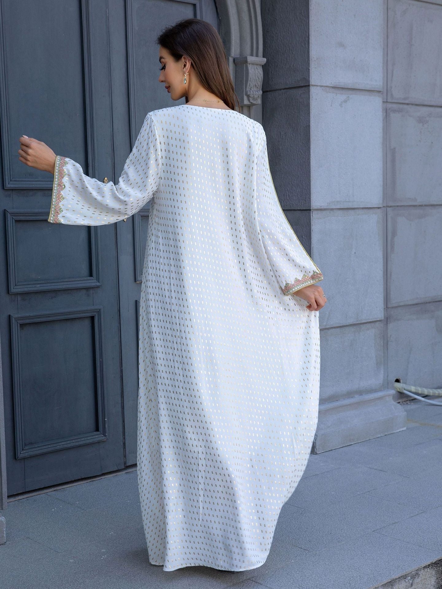 ZD004 Muslim robe gold stamping simple lace slim fit Dubai women's dress abaya Dresses/gowns