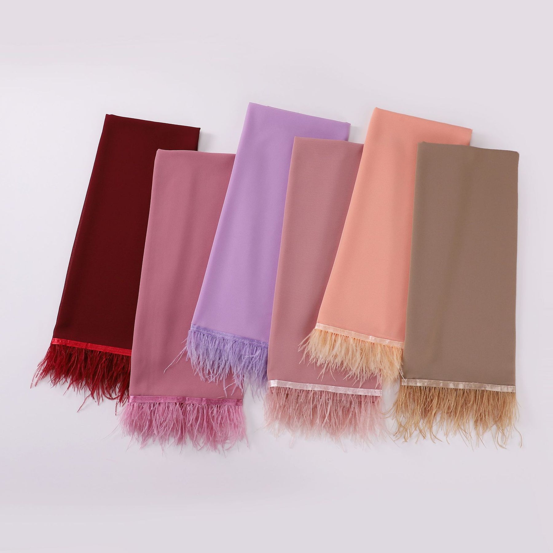 W-0118 bufanda hijab de plumas de gasa con perlas lisas