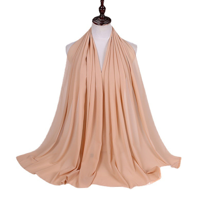 MSL121 plain pearl chiffon Feather hijab scarf - MinYang Fashion Apparel Accessory Manufacturer