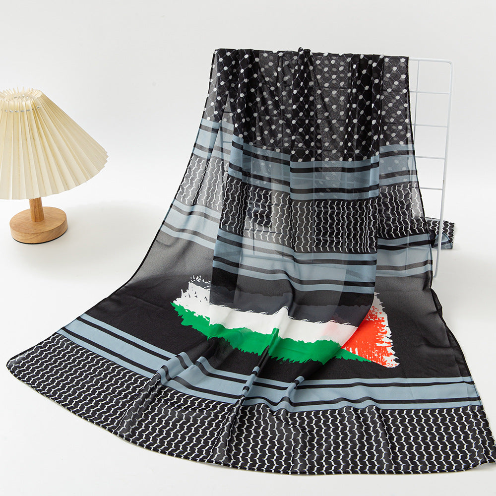 WJA290 Chiffon Printed Event Decorative Scarf Shawl Head Scarf Palestinian Head Scarf