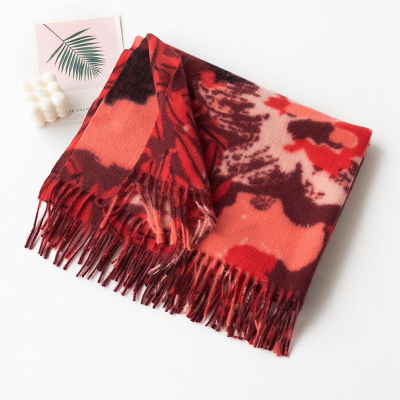 FH24-5772 Warm cashmere retro tassel scarf winter scarf