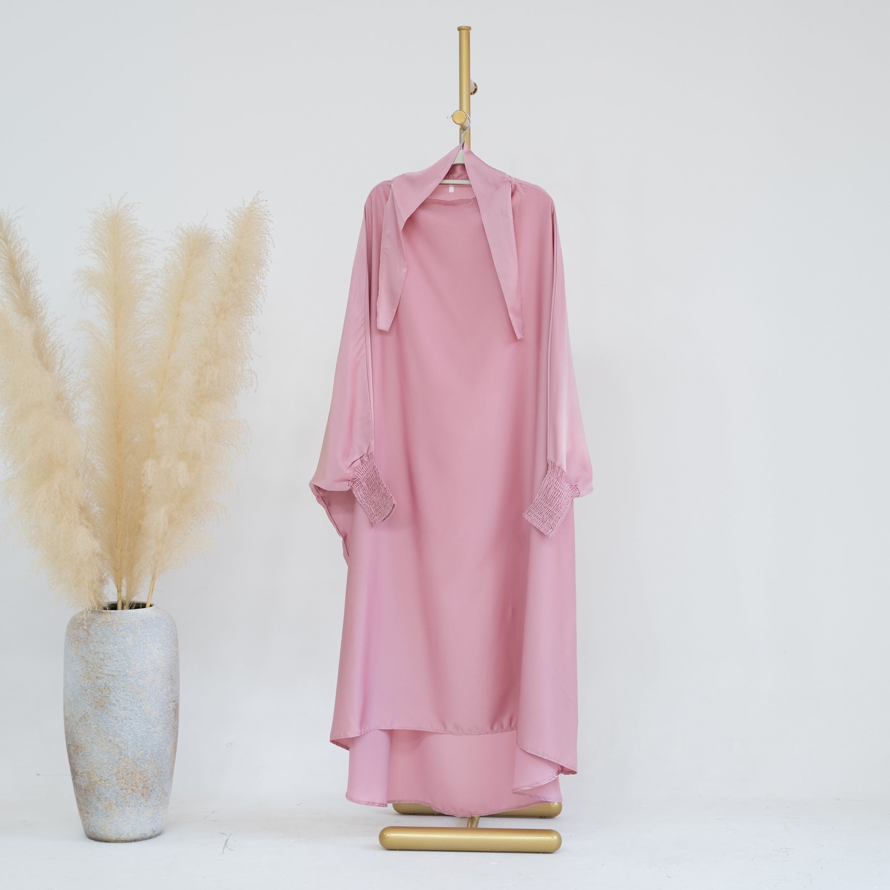 LR662 Pakaian gaun panjang kanak-kanak warna solid abaya abaya