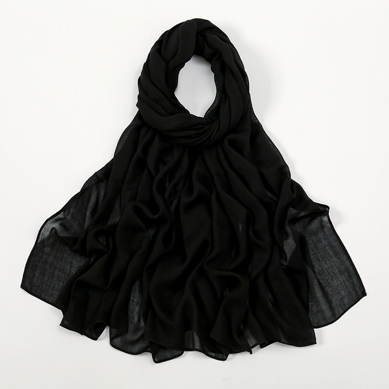 VS694New solid color curled cotton long scarf women's headscarf - MinYang Fashion Apparel Accessory Manufacturer