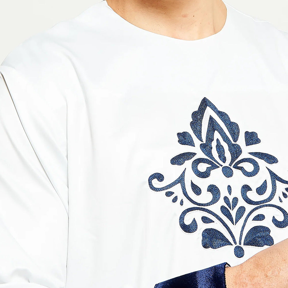 jl12 Foreign trade Muslim long-sleeved embroidered ethnic style Arab robe men's robes abaya - MinYang Fashion Apparel Accessory Manufacturer