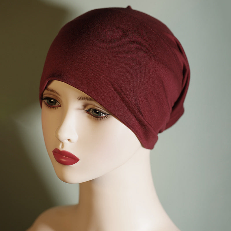 QY001 Tiada pil, tiada pudar, topi tong pelbagai warna, warna pepejal, kapas tulen, topi asas kapas mercerized, tudung kapas untuk wanita, anjal dan bernafas