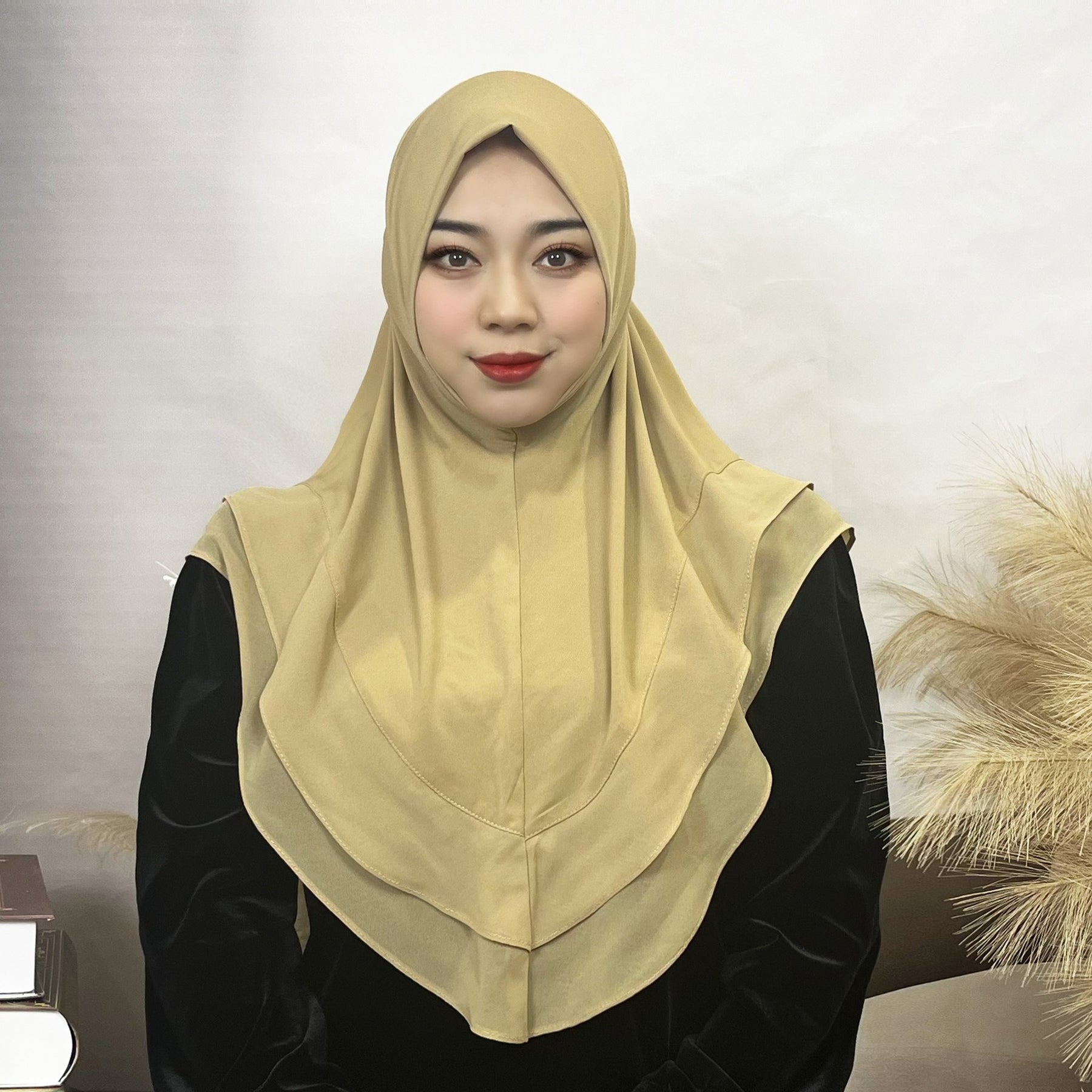 TD50-038 Women's Head Scarf Solid Color Crystal Linen Double Chiffon Scarf Shawl