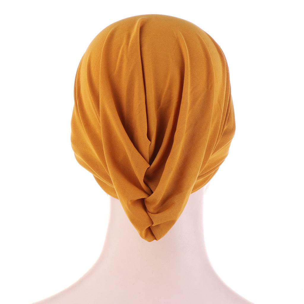 TJM-Crystal hemp forehead three cross plain hijab turban hat - MinYang Fashion Apparel Accessory Manufacturer