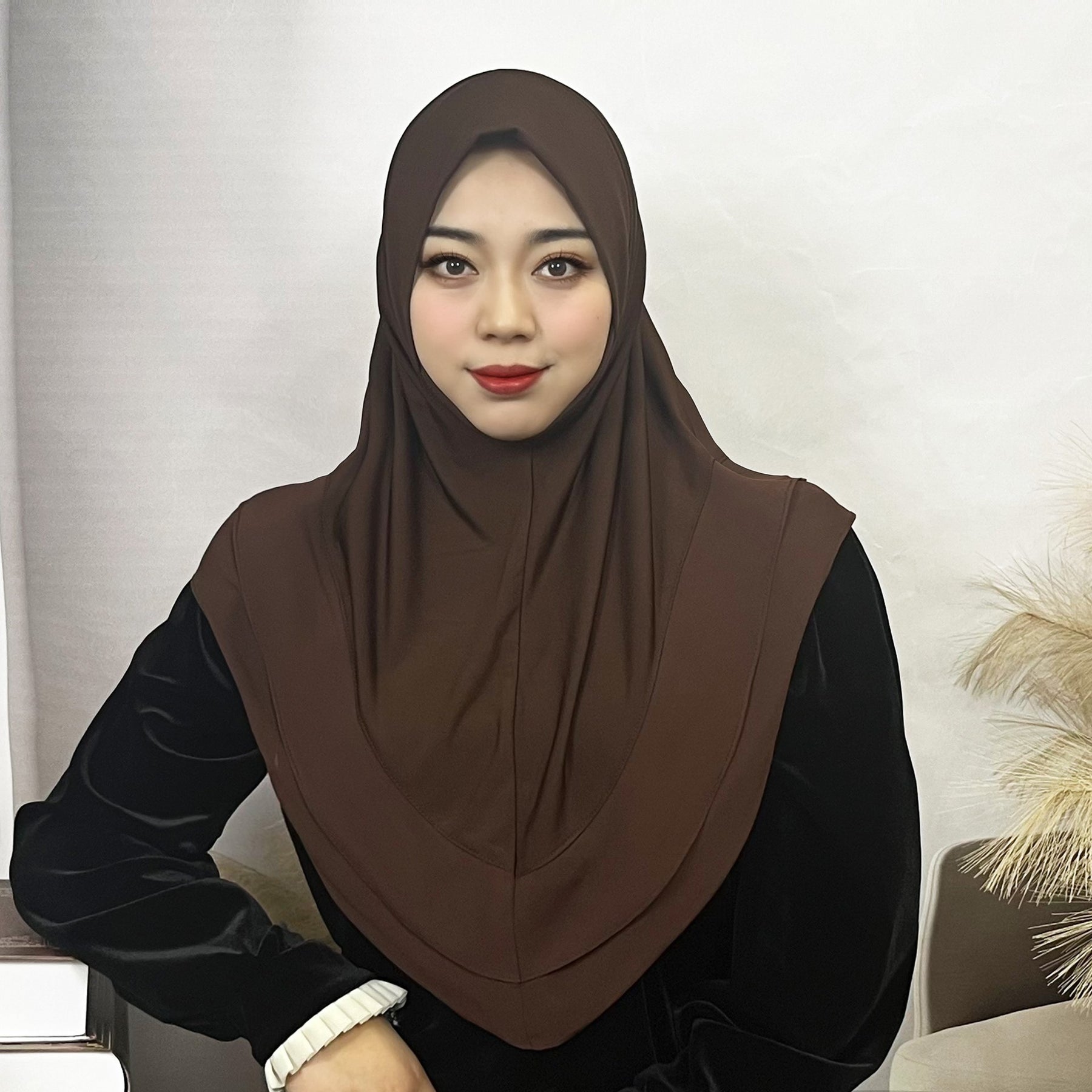 TD50-038 Women's Head Scarf Solid Color Crystal Linen Double Chiffon Scarf Shawl
