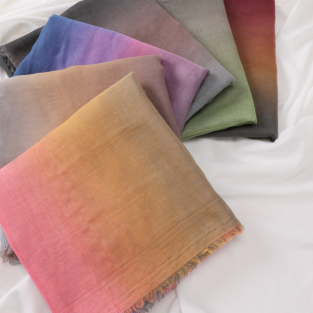 MSL411 Gradient color stitching casual hijab - MOQ:2